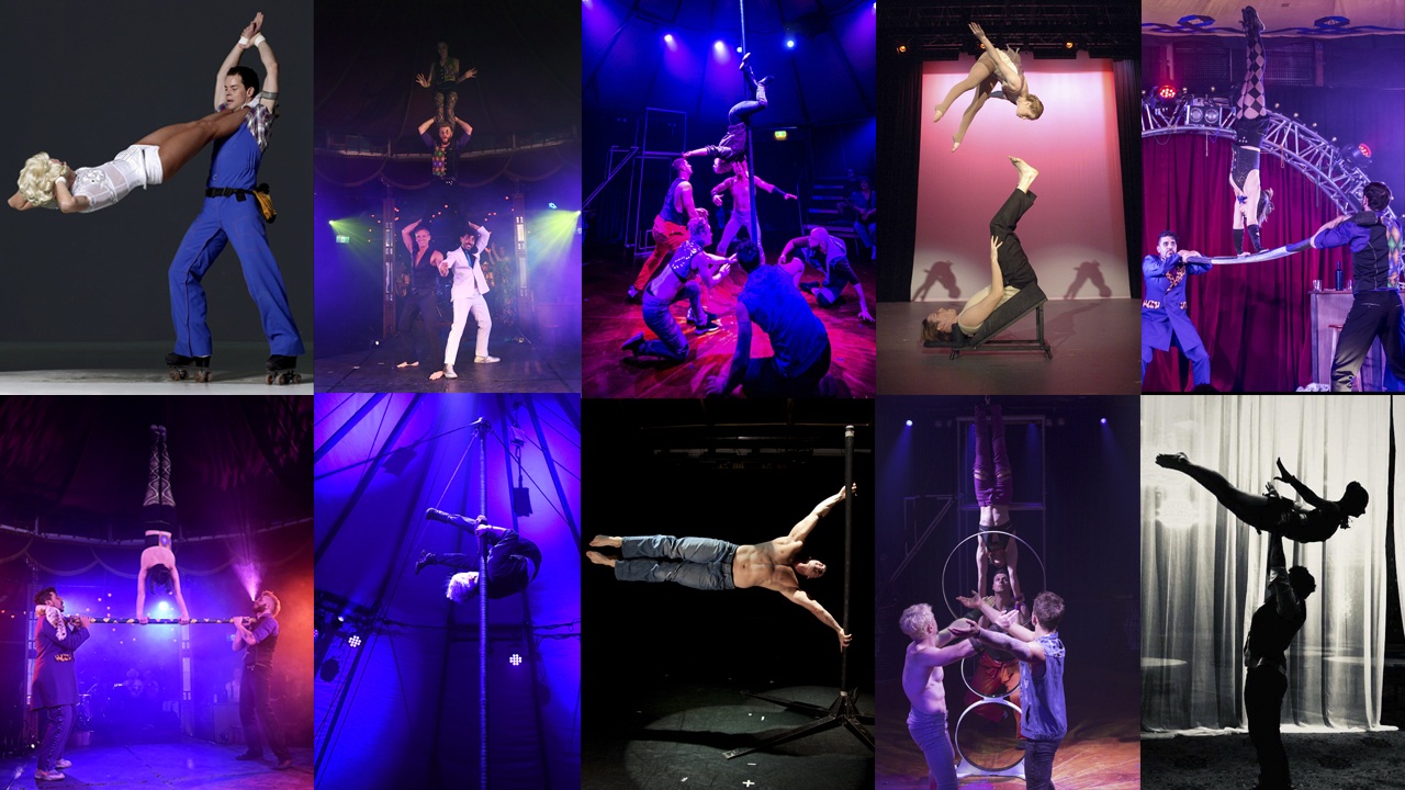 a collage of various forms of acrobatics